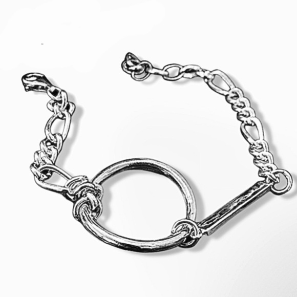 Sterling Silver O Link Chain Kink Minimalist Bracelet - Picture 3 of 8
